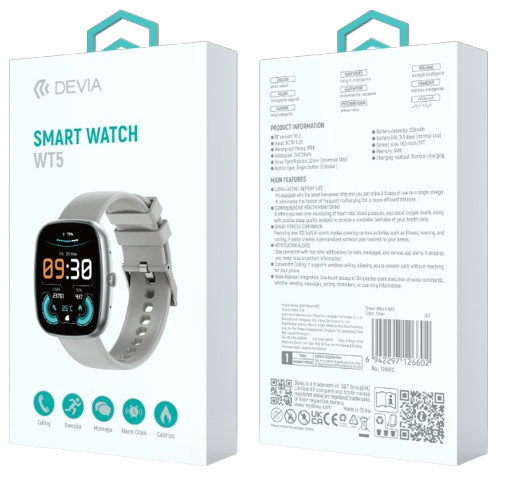 DEVIA SMARTWATCH WT5 PLATA