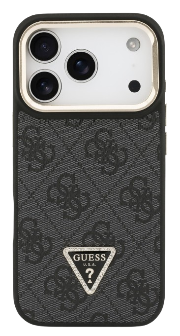 GUESS CARCASA MAGSAFE 4G TRIANGLE SOPORTE CAMARA IPHONE 17 PRO MAX NEGRO