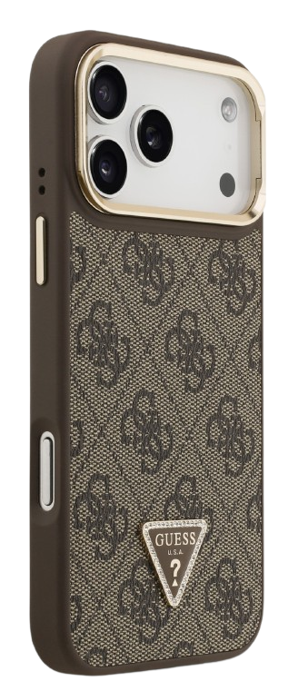 GUESS CARCASA MAGSAFE 4G TRIANGLE SOPORTE CAMARA IPHONE 17 PRO MAX MARRON