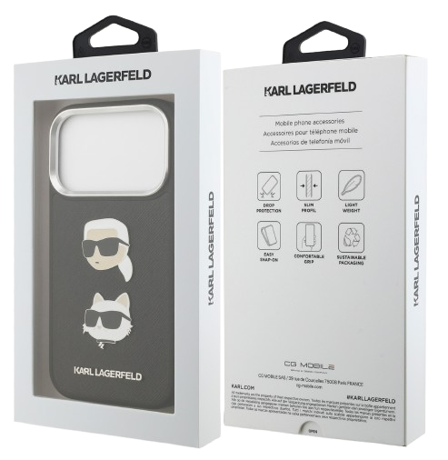 KARL LAGERFELD CARCASA GRAINED K&C HEADS IPHONE 17 PRO MAX NEGRO