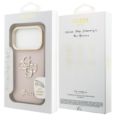 GUESS CARCASA GRAINED 4G SOPORTE CAMARA IPHONE 17 PRO MAX ROSA