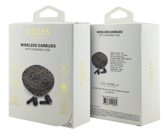 GUESS AURICULAR BLUETOOTH TWS ENC 4G LOGO MARRON