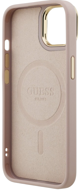 GUESS CARCASA MAGSAFE 4G TRIANGLE SOPORTE CAMARA IPHONE 14 ROSA