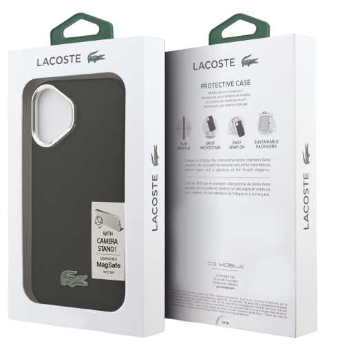 LACOSTE CARCASA MAGSAFE SOPORTE CAMARA IPHONE 17 NEGRO