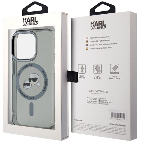 KARL LAGERFELD CARCASA MAGSAFE IML K&C HEADS IPHONE 15 PRO MAX NEGRO