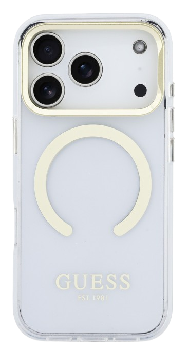 GUESS CARCASA MAGSAFE SOPORTE CAMARA IPHONE 17 PRO DORADO