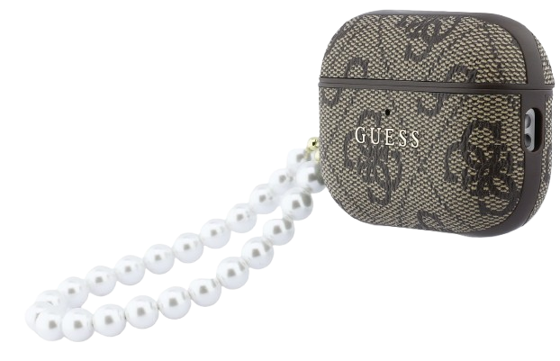 GUESS FUNDA PEARL STRAP 4G AIRPODS PRO 3 MARRON
