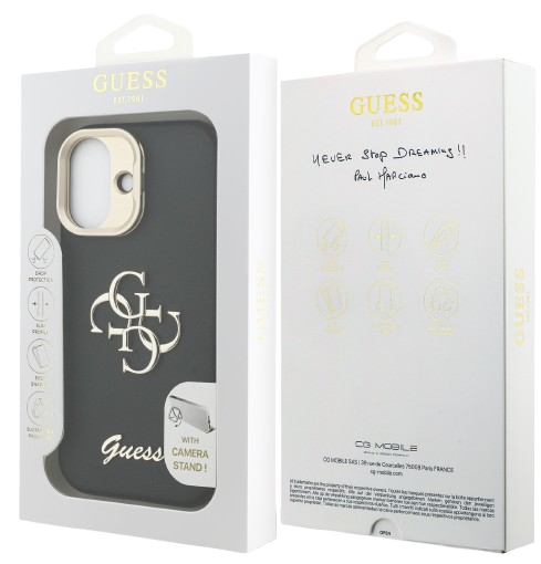 GUESS CARCASA GRAINED 4G SOPORTE CAMARA IPHONE 17 NEGRO