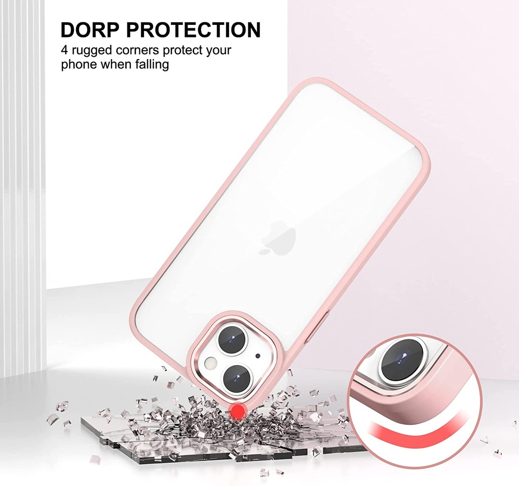 DEVIA Carcasa shockproof CRYSTAL IPhone 14 PRO ROSA