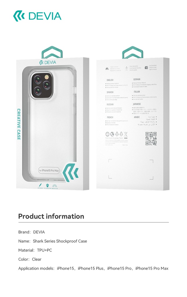 DEVIA CARCASA SHARK IPHONE 15