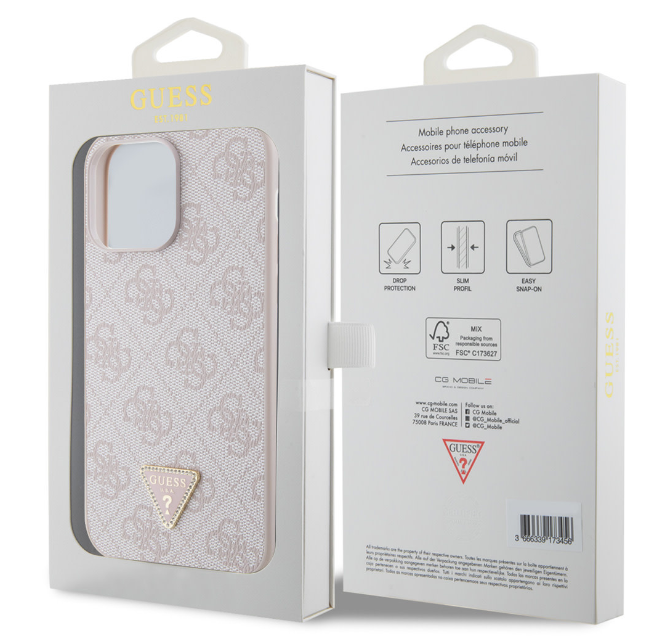 GUESS CARCASA TRIANGLE STRASS IPHONE 16 PRO ROSA