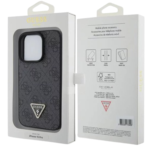 GUESS CARCASA TRIANGLE STRASS IPHONE 16 PRO NEGRO