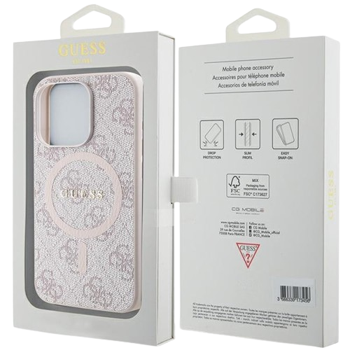 GUESS CARCASA MAGSAFE RING CLASSIC LOGO IPHONE 16 PRO ROSA