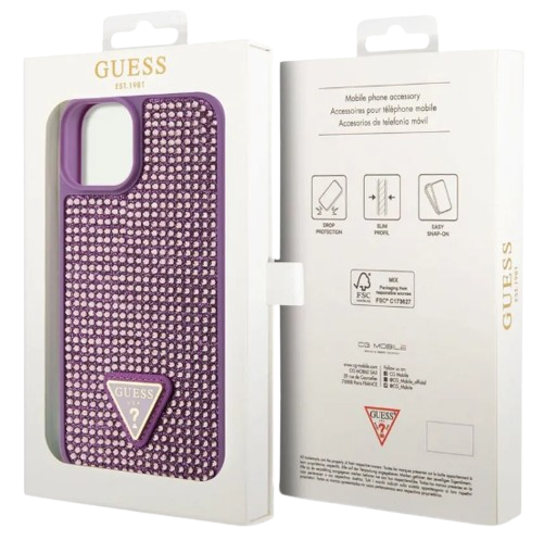 GUESS CARCASA RHINESTONE IPHONE 15 PRO NEGRO