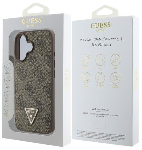 GUESS CARCASA TRIANGLE STRASS IPHONE 16 PLUS MARRON