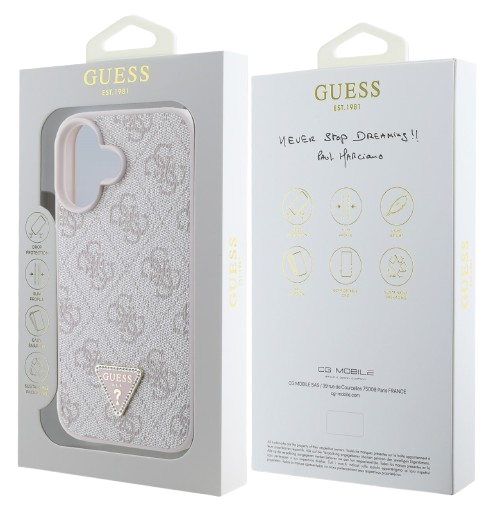 GUESS CARCASA TRIANGLE STRASS IPHONE 16 ROSA