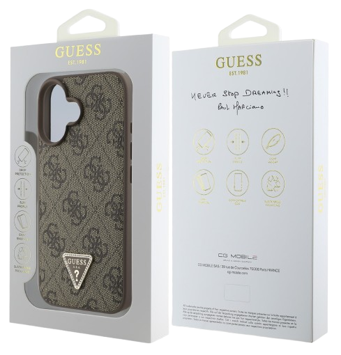 GUESS CARCASA TRIANGLE STRASS IPHONE 16 MARRON