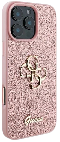GUESS CARCASA GLITTER 4G IPHONE 16 PRO ROSA