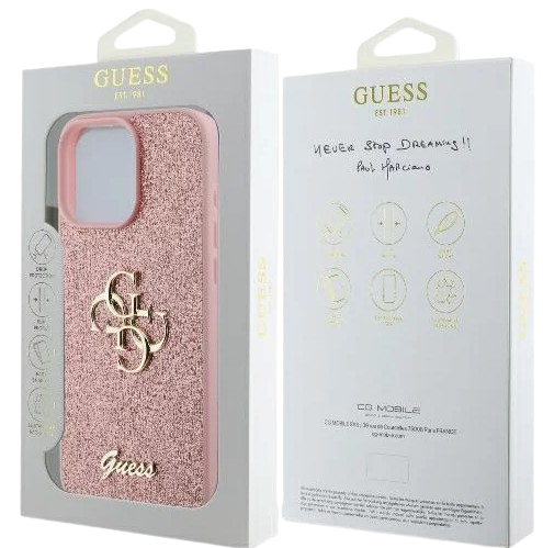 GUESS CARCASA GLITTER 4G IPHONE 16 PRO ROSA