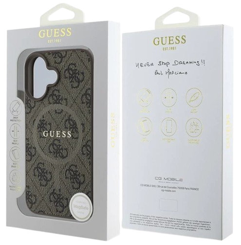 GUESS CARCASA MAGSAFE RING CLASSIC LOGO IPHONE 16 MARRON
