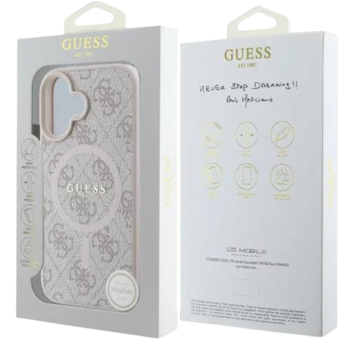 GUESS CARCASA MAGSAFE RING CLASSIC LOGO IPHONE 16 ROSA