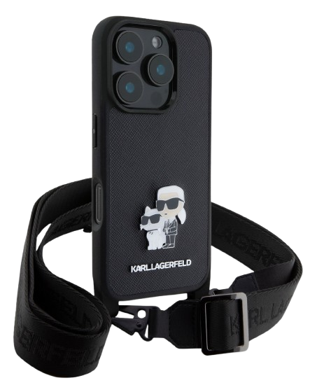 KARL LAGERFELD CARCASA K&C PIN CROSSBODY STRAP IPHONE 16 PRO MAX NEGRO