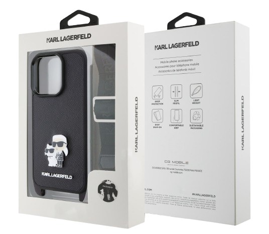 KARL LAGERFELD CARCASA K&C PIN CROSSBODY STRAP IPHONE 16 PRO MAX NEGRO