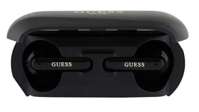 GUESS AURICULAR TWS METALLIC LOGO NEGRO