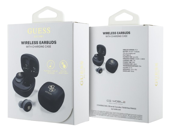 GUESS AURICULAR TWS MINI 4G LOGO NEGRO