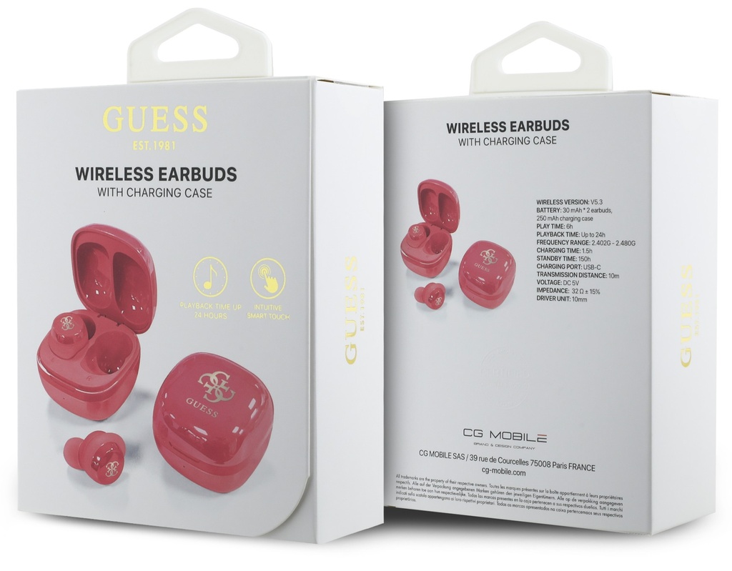 GUESS AURICULAR TWS MINI 4G LOGO ROSA