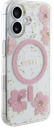 GUESS CARCASA MAGSAFE FLOWERS & GLITTER IPHONE 16 ROSA