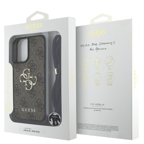 GUESS CARCASA CROSSBOY STRAP 4G IPHONE 16 MARRON