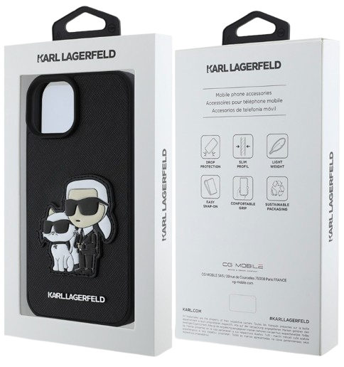 KARL LAGERFELD CARCASA SAFFIANO K&C IPHONE 15 NEGRO