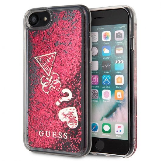 GUESS carcasa 'GLITTER HEARTS' IPhone 8/7/6/6s/SE 2020 ROJO