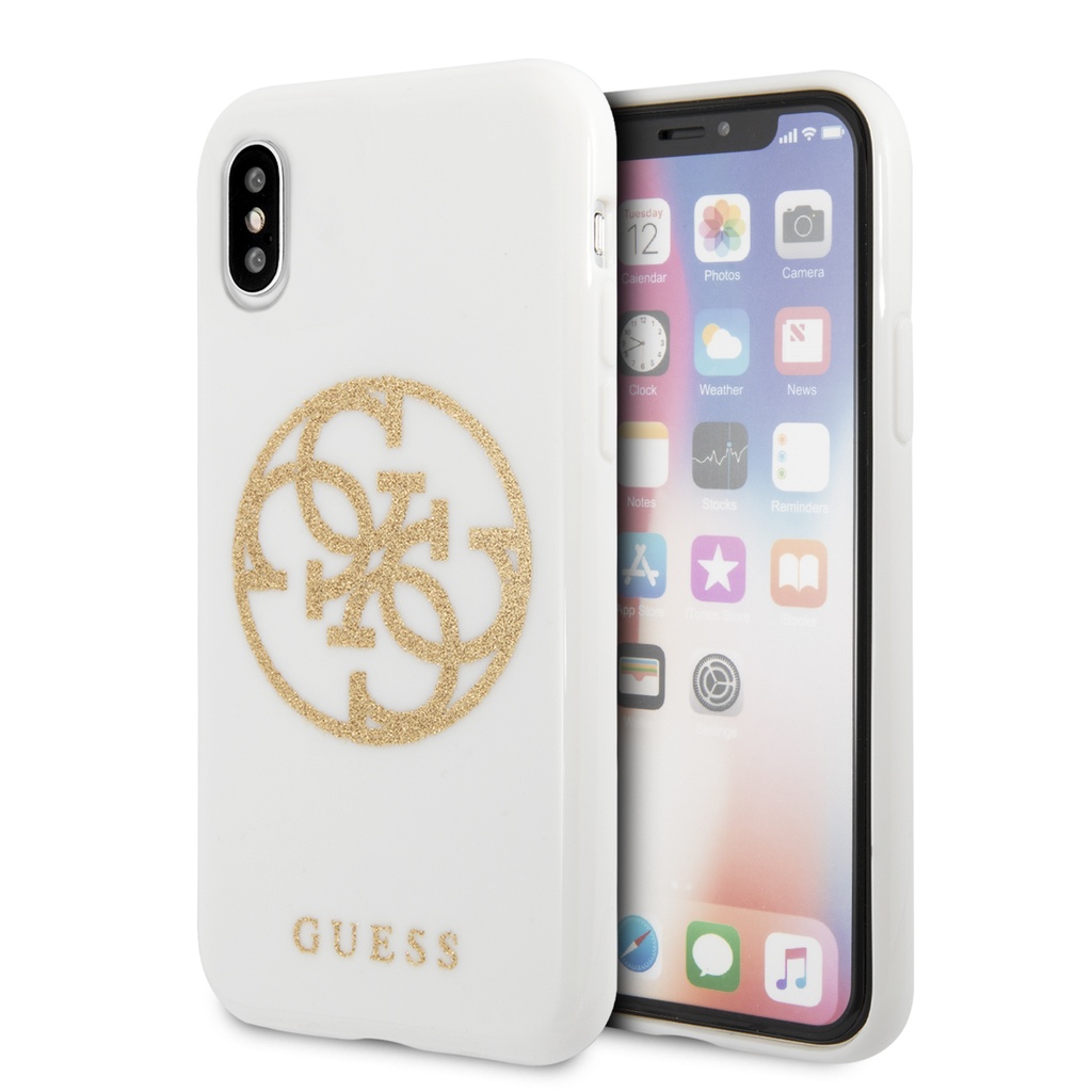 GUESS CARCASA GLITTER CIRCLE IPHONE X/XS BLANCO