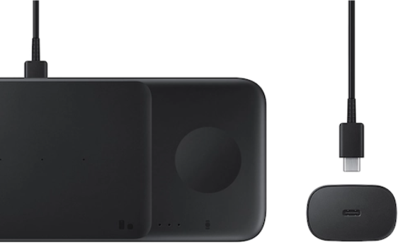 SAMSUNG cargador TRIO inalámbrico 3 en 1 con cargador NEGRO 