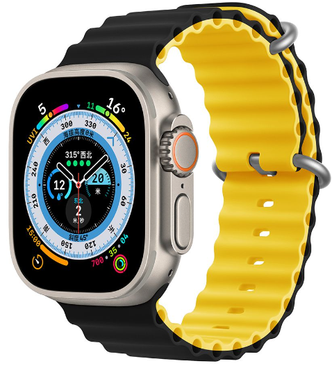 DEVIA CORREA SILICONE TWO-TONE SPORT6 APPLE WATCH 38/40/41mm NEGRO AMARILLO