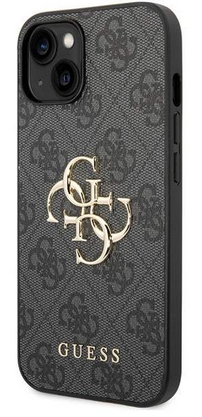 GUESS carcasa 4G METAL LOGO IPHONE 15 GRIS