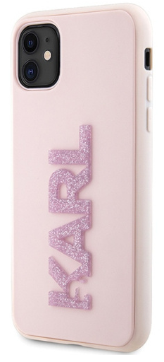 KARL LAGERFELD CARCASA 3D LOGO GLITTER IPHONE 15 PRO ROSA