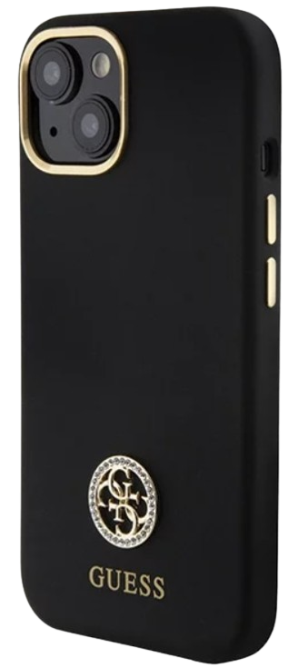 GUESS CARCASA SILICONE STRASS IPHONE 15 NEGRO