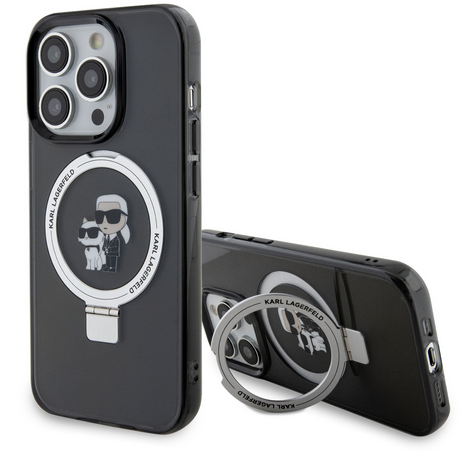 KARL LAGERFELD carcasa MAGSAFE RINGSTAND iphone 15 PRO MAX NEGRO