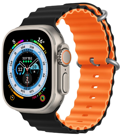 DEVIA CORREA SILICONE TWO-TONE SPORT6 APPLE WATCH 42mm NEGRO/NARANJA