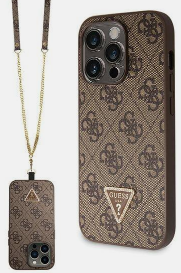 GUESS CARCASA STRASS CROSSBODY IPHONE 12 / PRO MARRON
