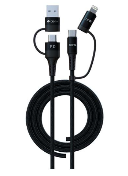 DEVIA CABLE MULTIFUNCION 4 EN 1 NEGRO