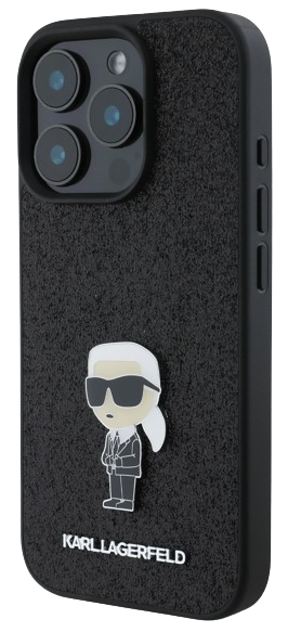 KARL LAGERFELD CARCASA IKONIK GLITTER PIN IPHONE 16 PRO NEGRO