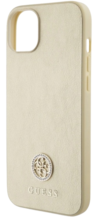 GUESS CARCASA 4G STRASS METAL LOGO IPHONE 15 PRO DORADO