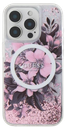 GUESS CARCASA MAGSAFE LIQUID GLITTER FLOWER IPHONE 16 ROSA
