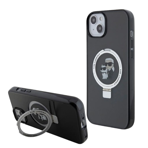KARL LAGERFELD CARCASA MAGSAFE RINGSTAND KC IPHONE 16 NEGRO (copia)