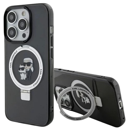 KARL LAGERFELD CARCASA MAGSAFE RINGSTAND KC IPHONE 16 PRO NEGRO (copia)