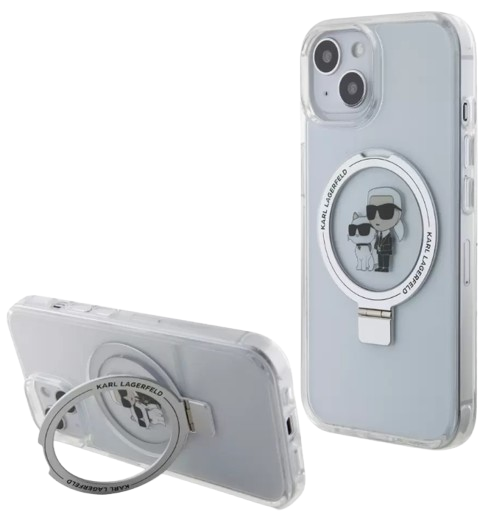KARL LAGERFELD CARCASA MAGSAFE RINGSTAND KC IPHONE 16 BLANCO (copia)